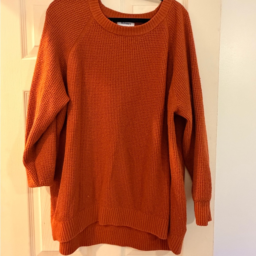 Old Navy SoSoft SoComfy Crew Neck Sweater Rust Orange Tunic Length